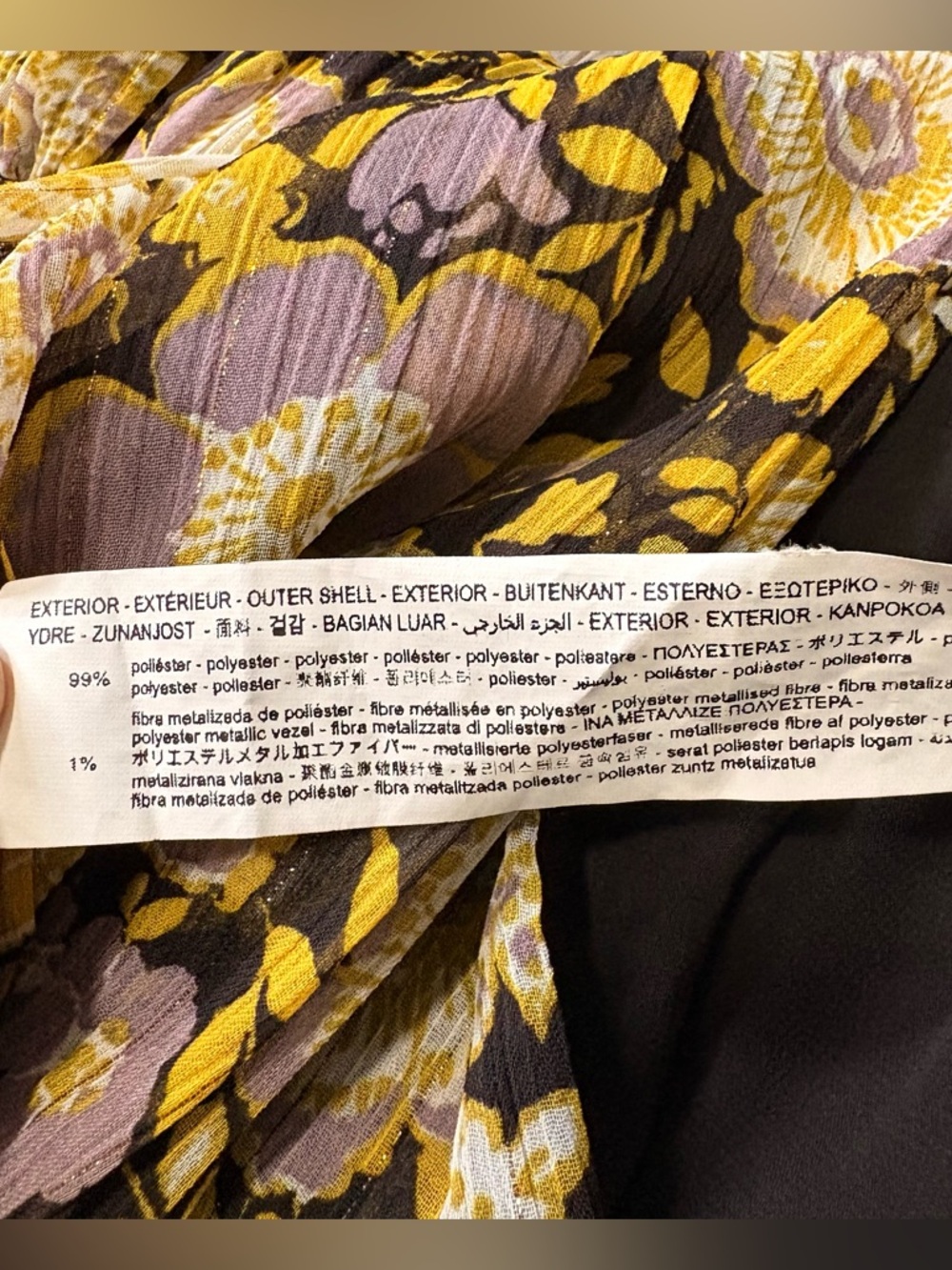 Zara One-Shoulder Floral Dress in Black, Yellow & Lavender - Picture 8 of 8